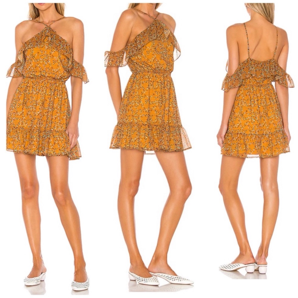 Tularosa Chrissy Dress In Mustard Floral (Sz Large)